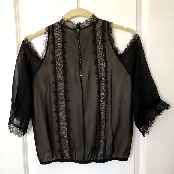 Alice + Olivia Lace Cold Shoulder Top - Picture 3 of 12
